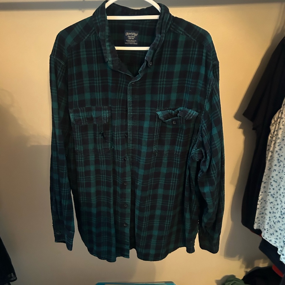 Faded Glory Green and Black Plaid Men's Shirt